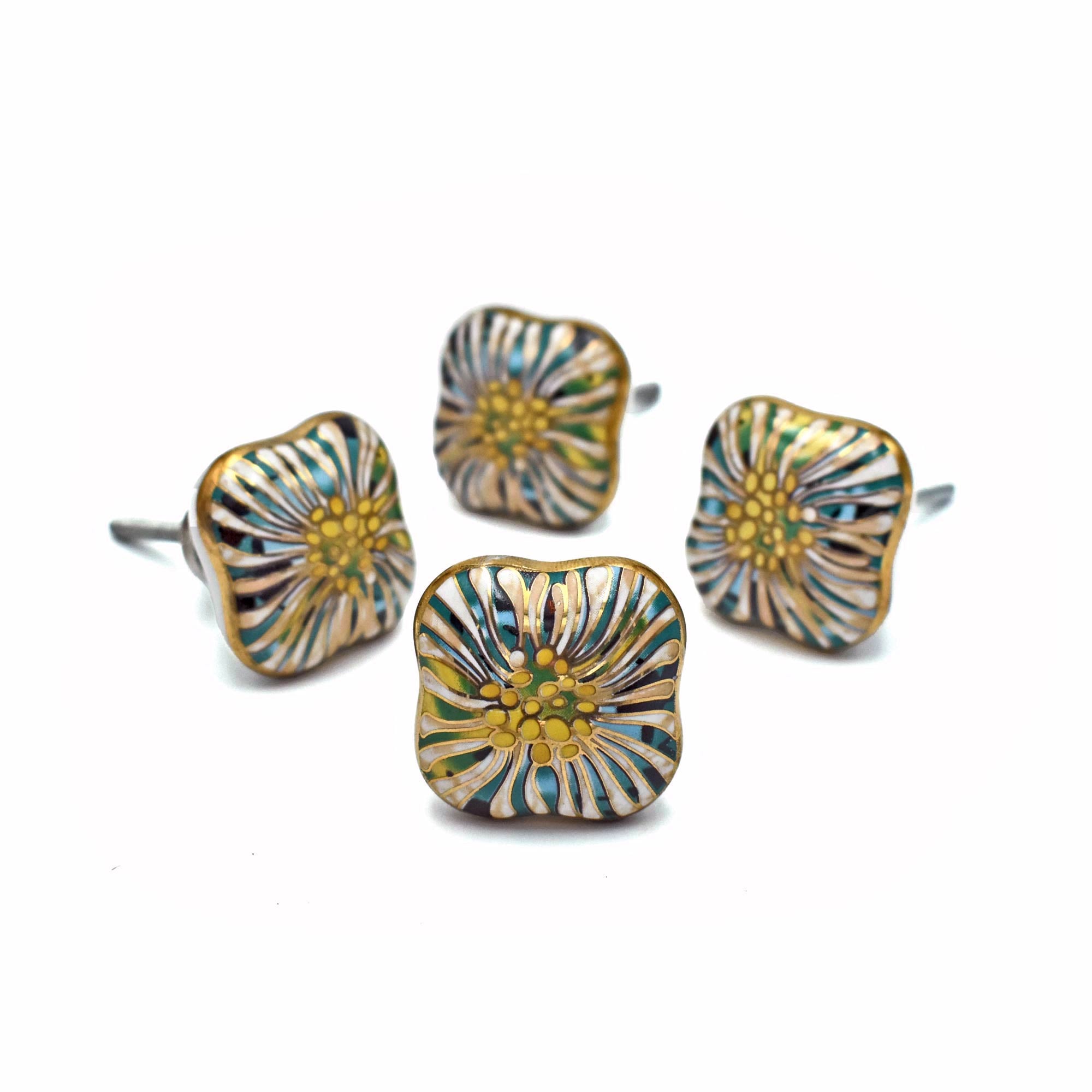 Botanical Lattice Ceramic Cabinet Dresser Knob