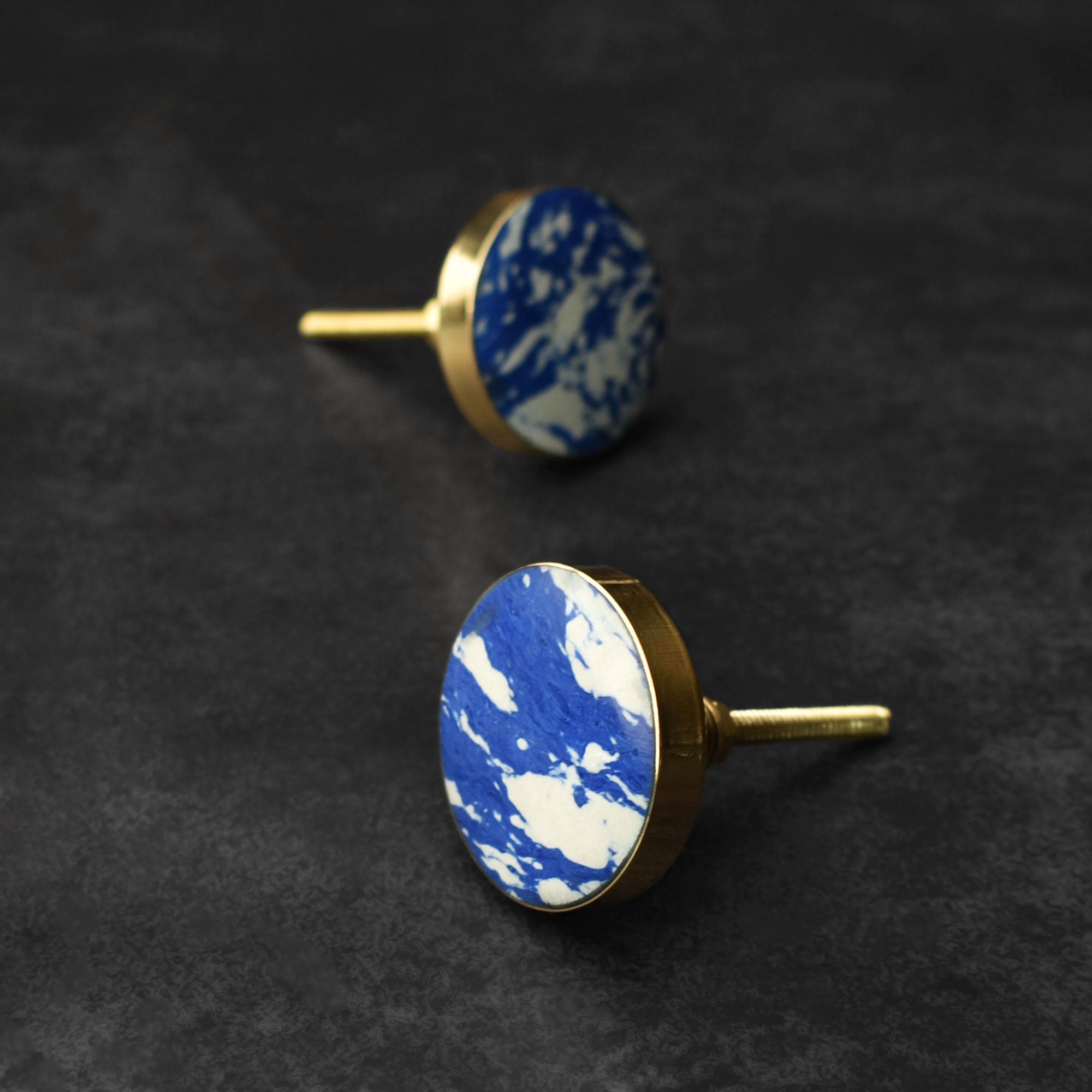 Acropolis Brass Inlay Textured Stone Dresser Drawer Knob