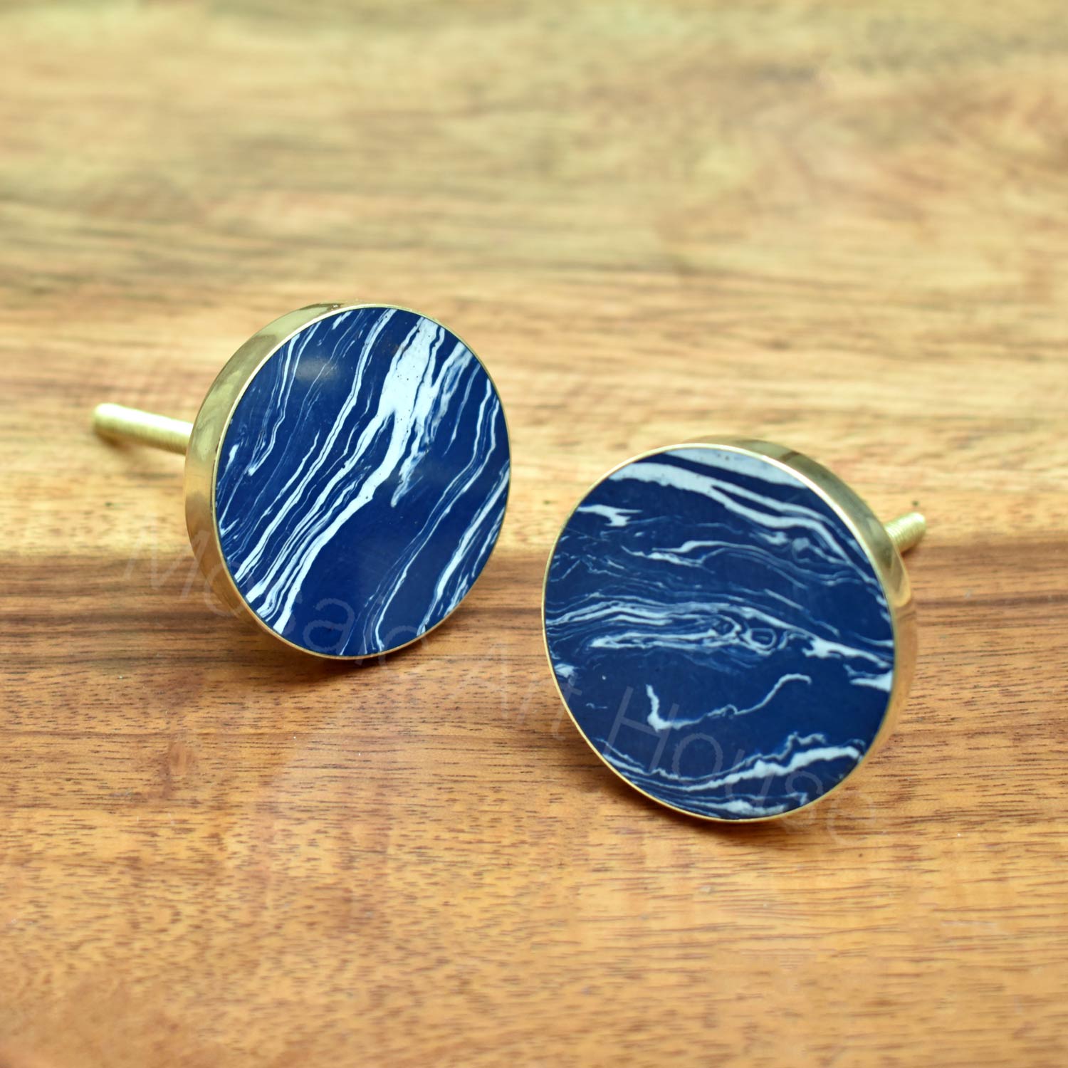 Acropolis Brass Inlay Textured Stone Dresser Drawer Knob