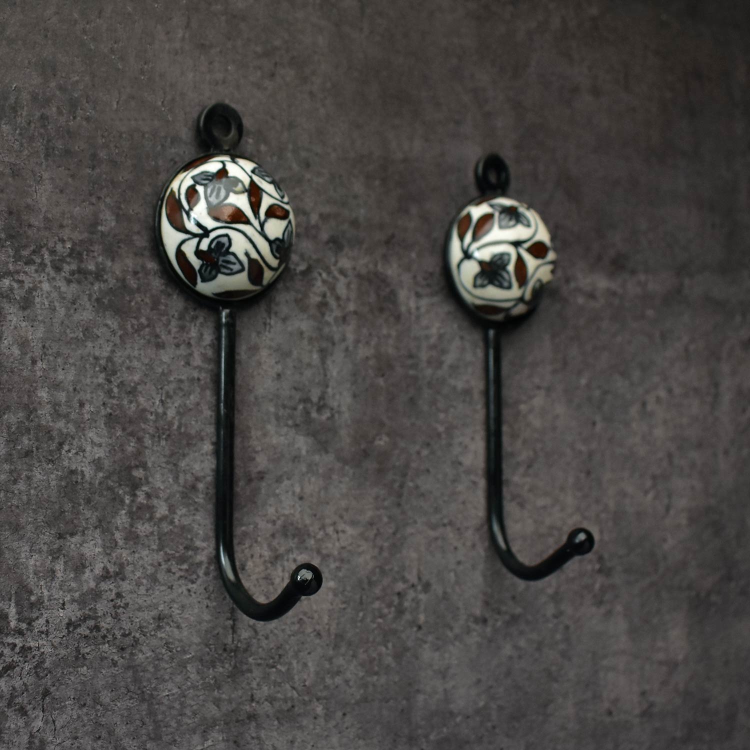 Ash Bloom Floral Ceramic Coat Wall Hook and Keys Hanger