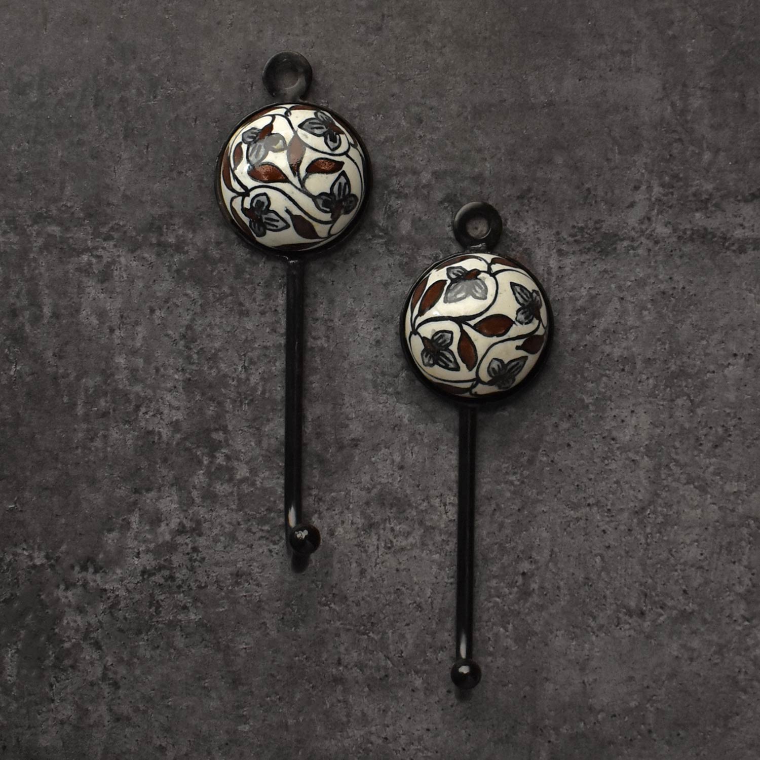 Ash Bloom Floral Ceramic Coat Wall Hook and Keys Hanger