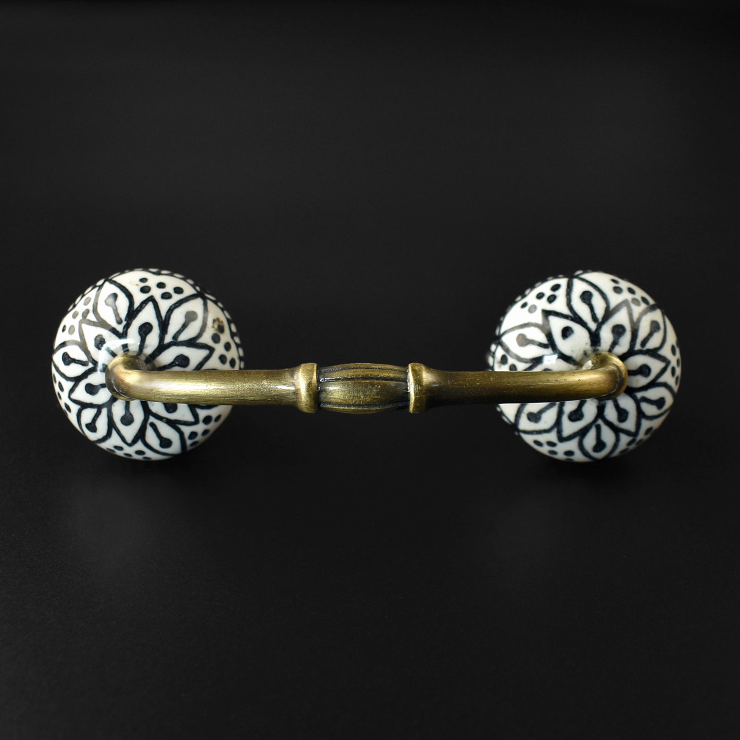 Wyoming Black Floral Ceramic Knob Antique Door Handle and Pull