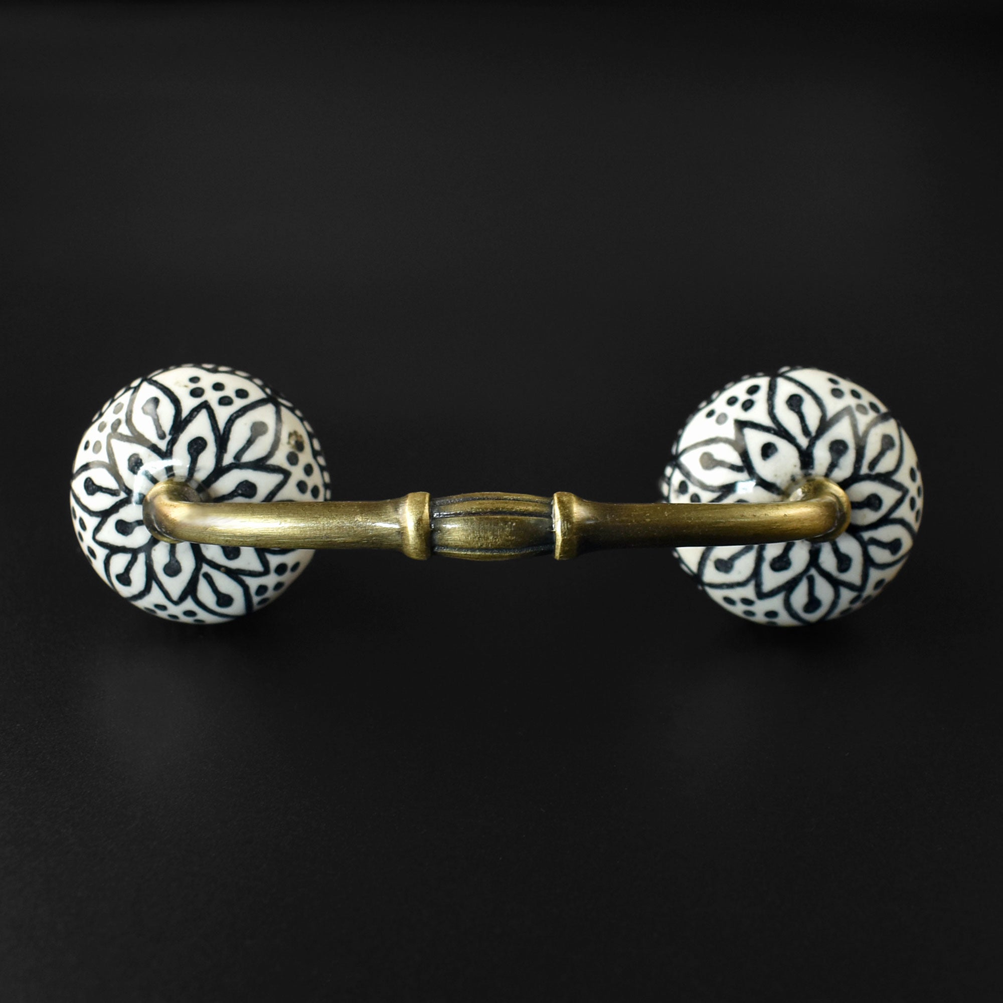 Wyoming Black Floral Ceramic Knob Antique Door Handle and Pull