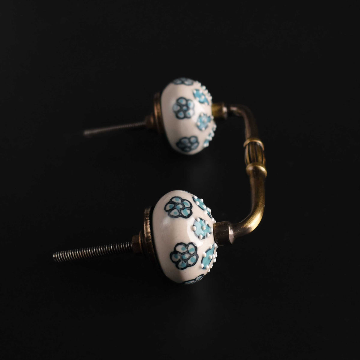 Gwalior Floral Ceramic Knob Antique Cabinet Door Handle