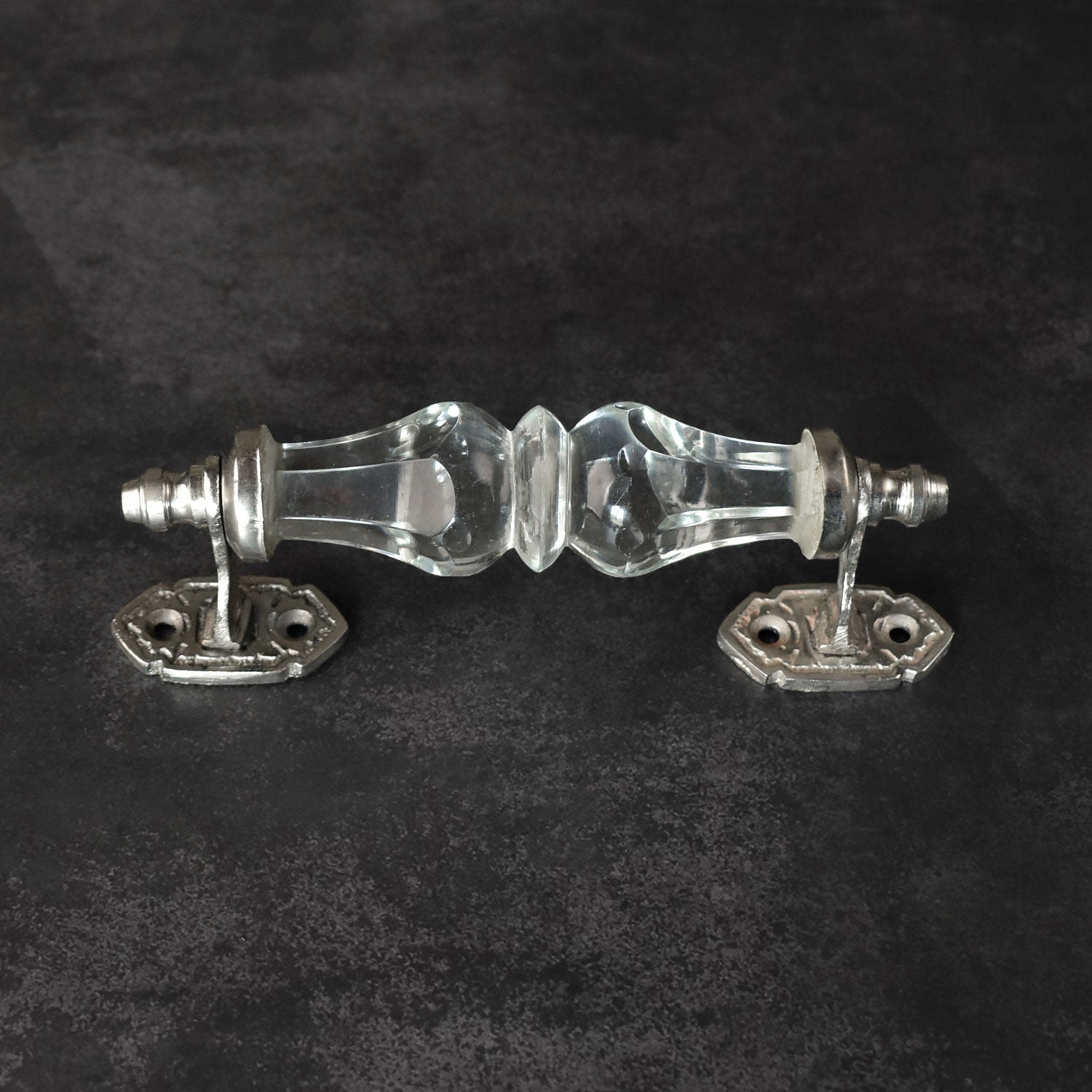 clear glass door handle