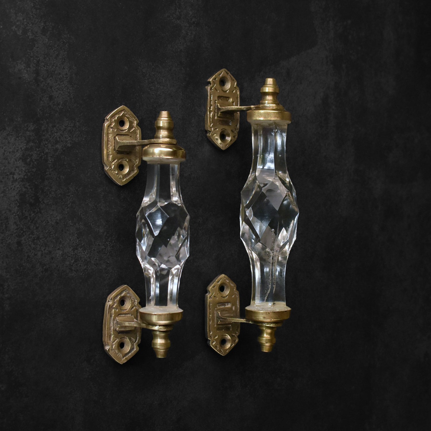 Ankara Clear Glass Brass Cabinet and Cupboard Door Handle