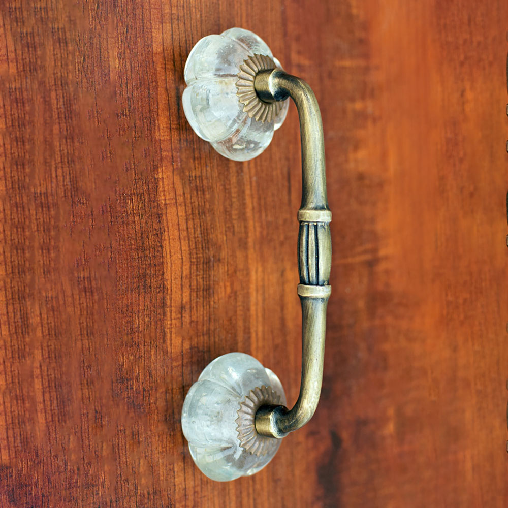 Juba Flower Cut Glass Knob Antique Cabinet Door Handle