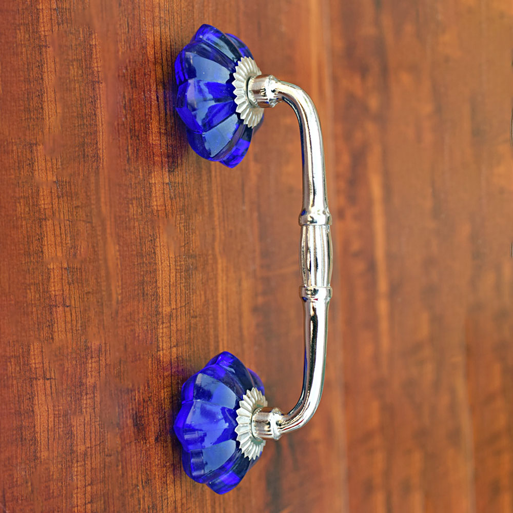 Blue Nile Glass Knob Silver Cabinet and Cupboard Door Handle