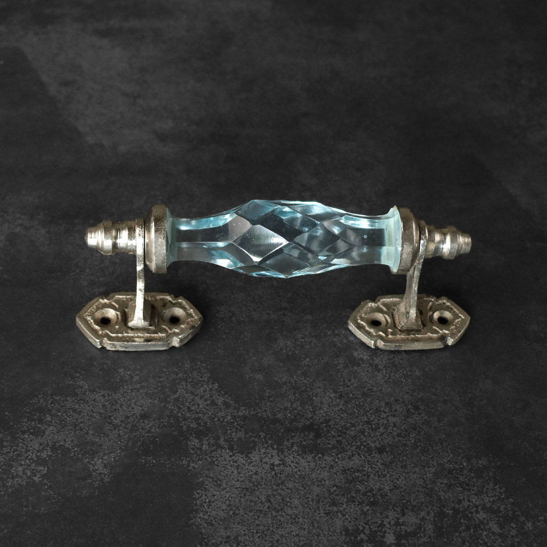 Kayseri Aqua Blue Glass Brass Cabinet and Wardrobe Handle