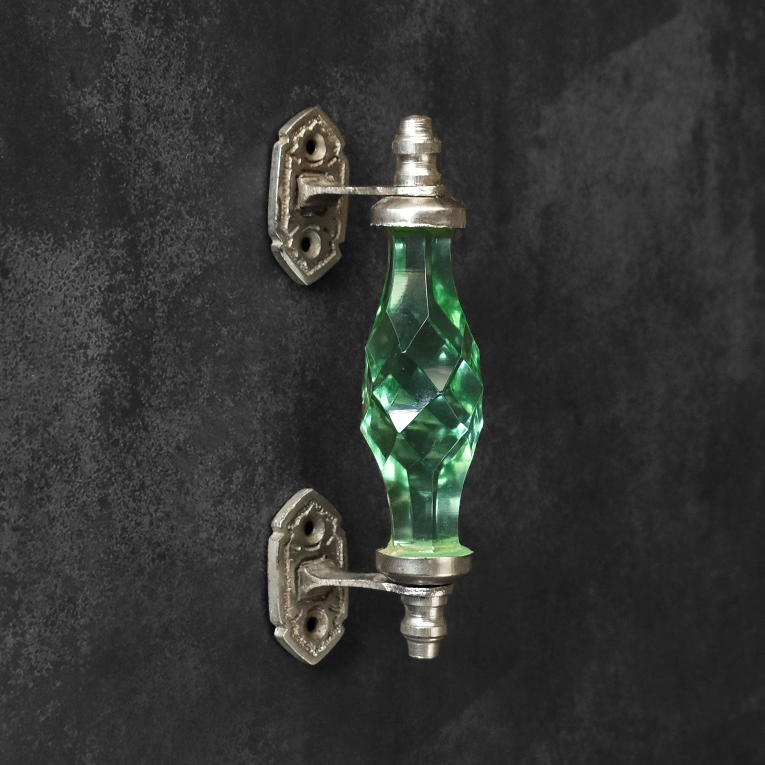 Erbil Light Green Glass Brass Cabinet and Wardrobe Handle