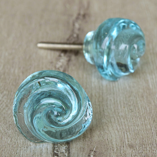 blue glass knob