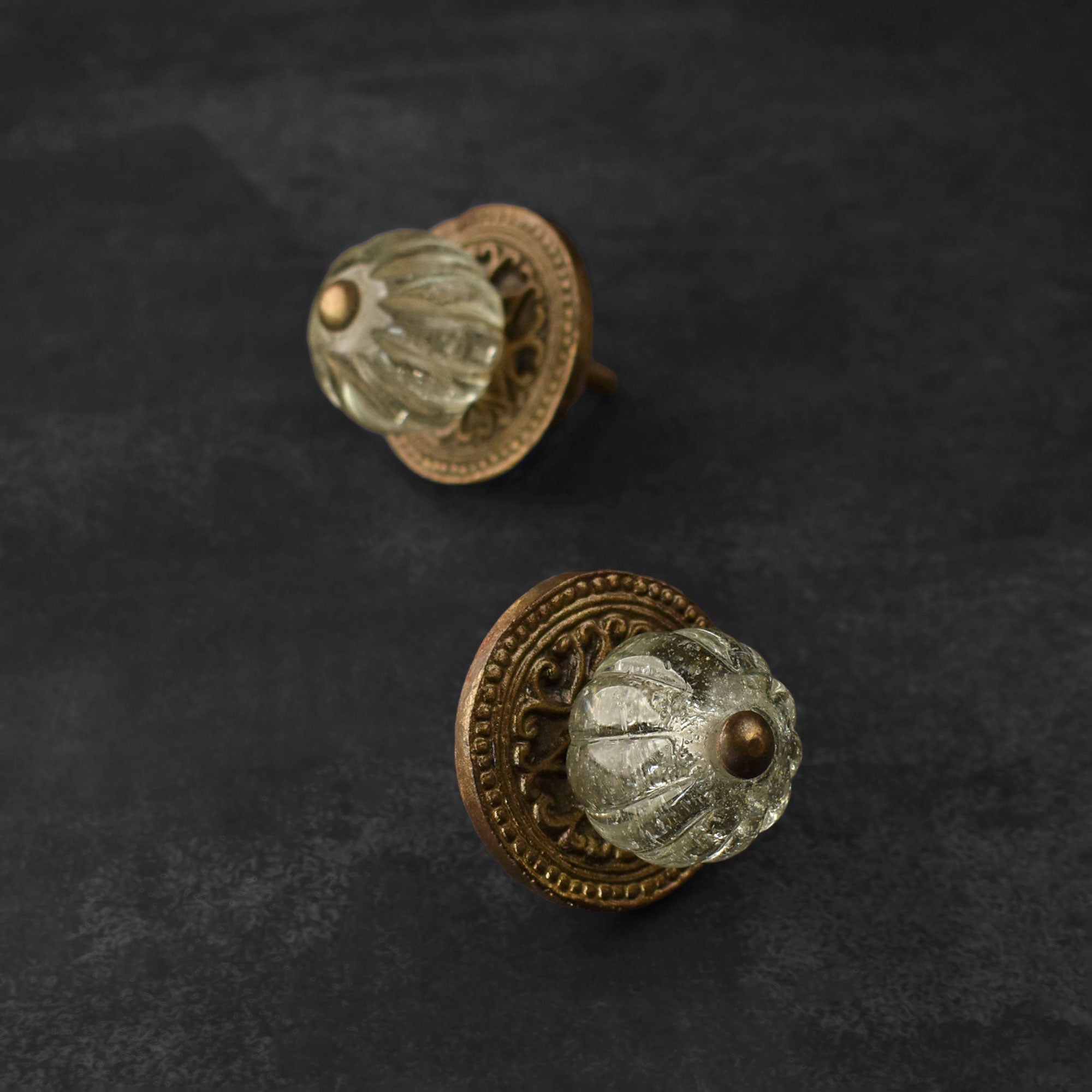 Cervino Hazy Melon Glass Cabinet Door Knob and Pull