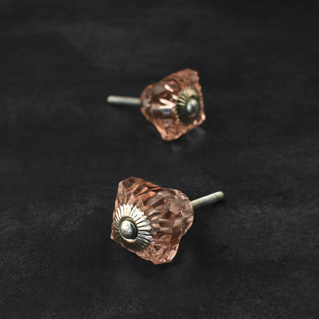 Menes Amber Cut Glass Cabinet Door Knob and Pull