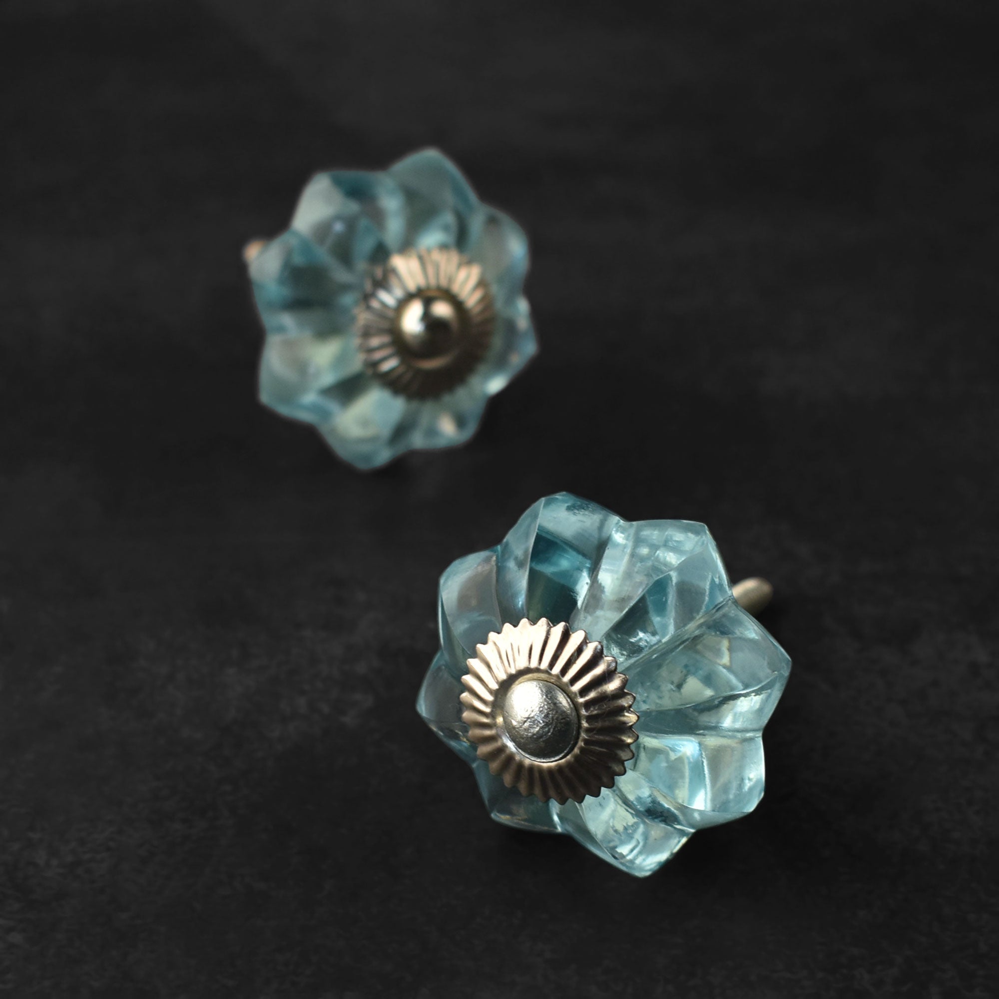 blue glass cabinet drawer knobs