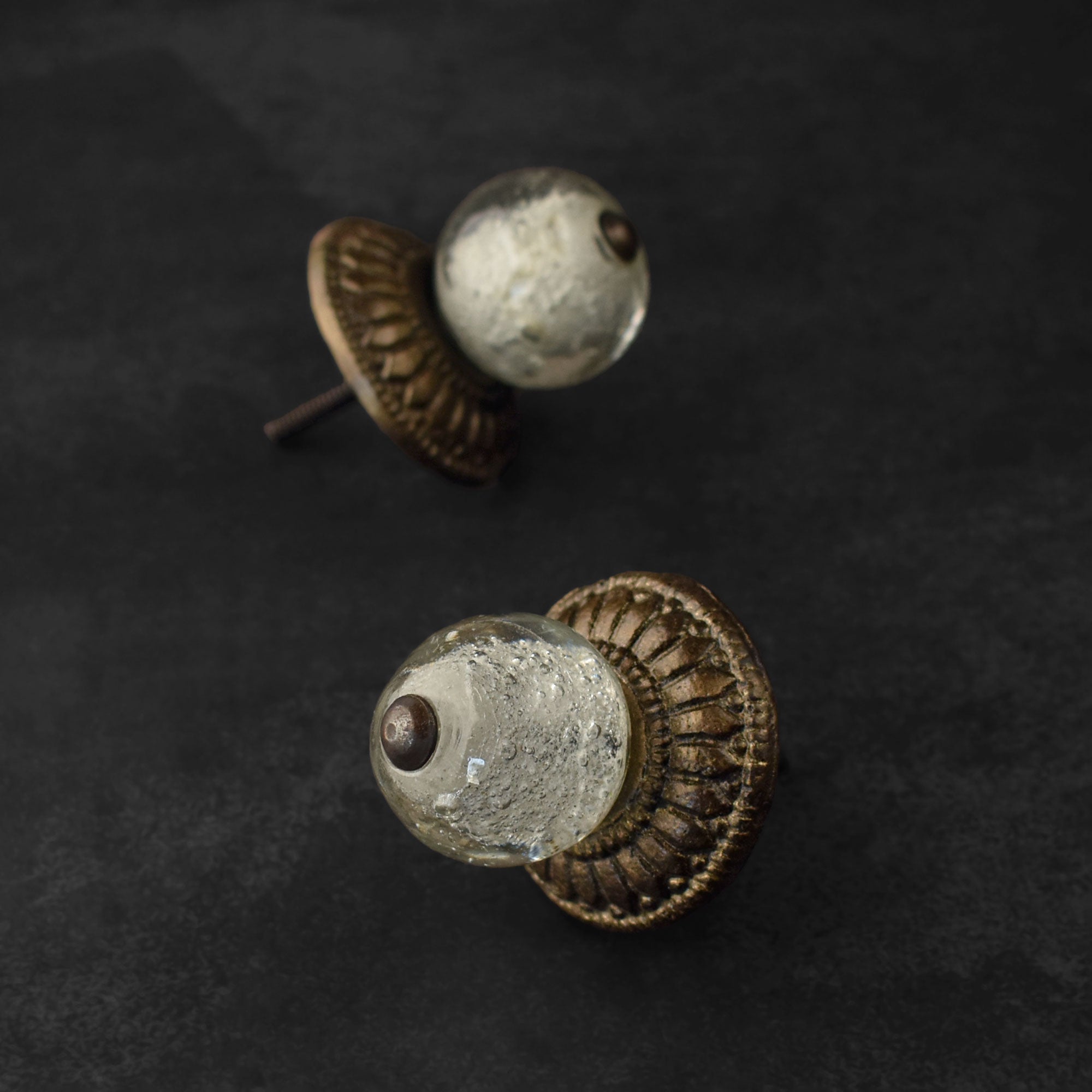 Khafre Round Bubble Glass Cabinet Door Knob and Pull