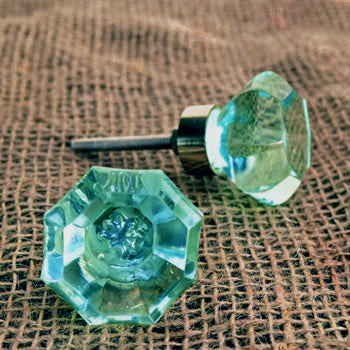 Ahmose Aqua Hexagon Glass Cabinet Door Knob