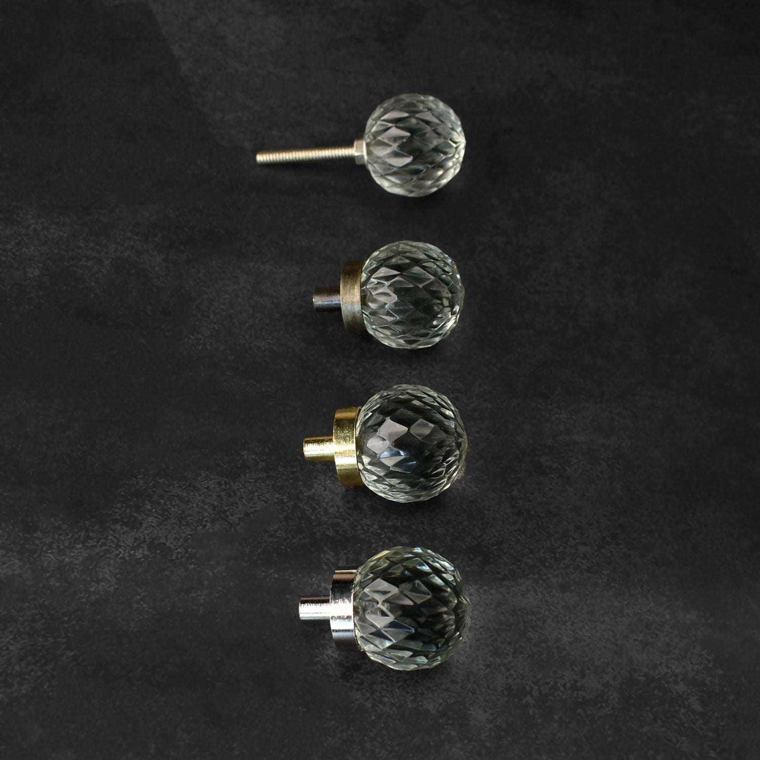 Gauravi Diamond Cut Glass Cabinet Door Knob and Pull