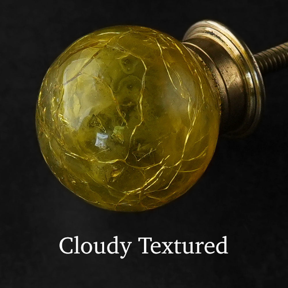 Imperial Topaz Crackled Glass Cabinet Door Knob and Pull