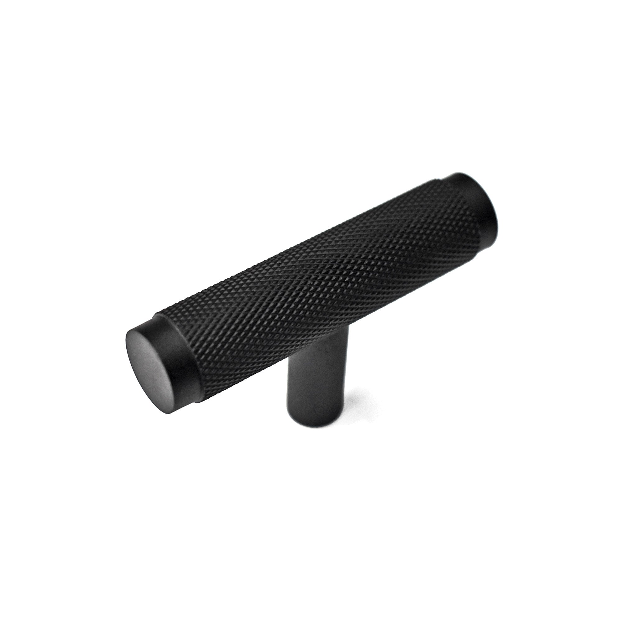 black brass knurled knob pull