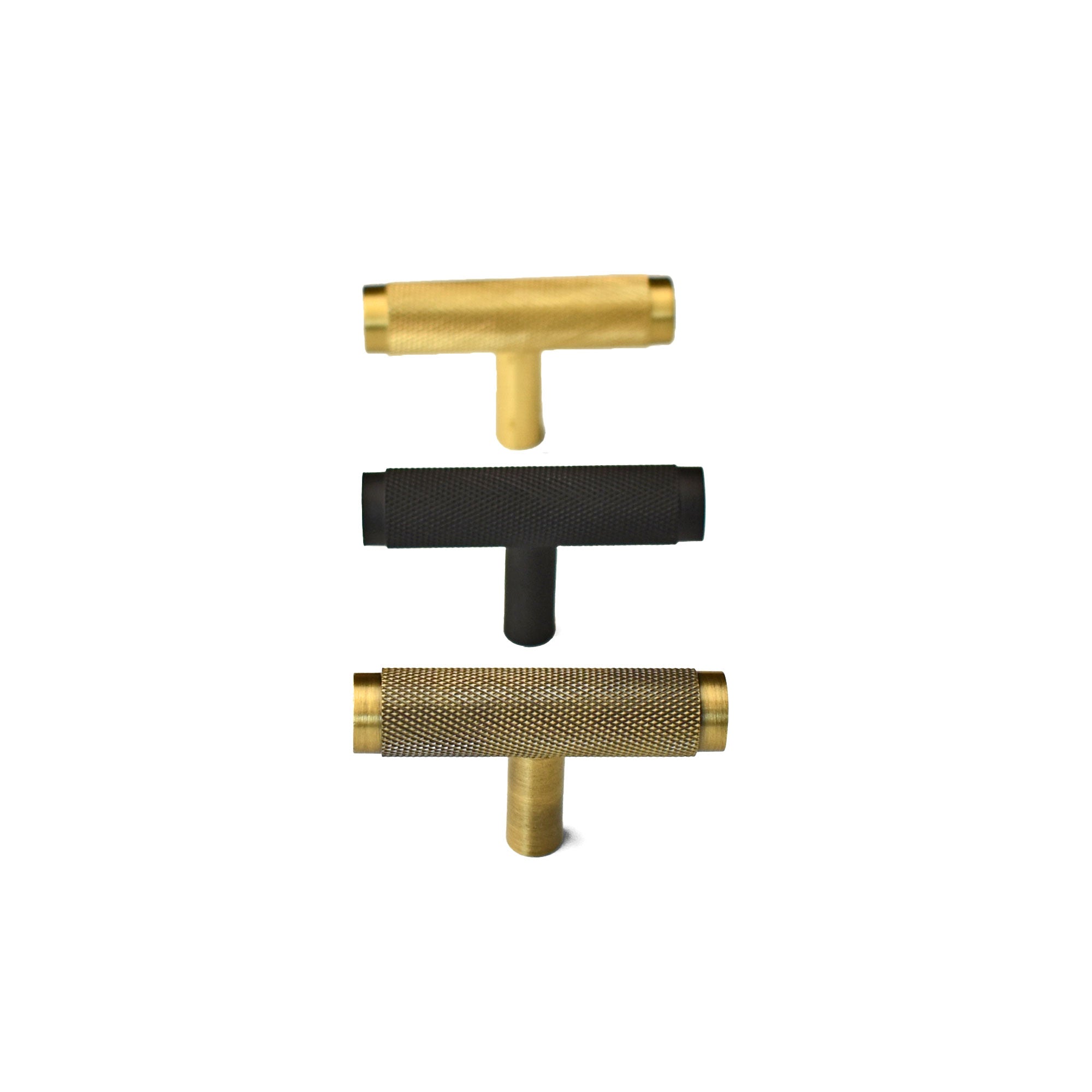 Cassander T Bar Solid Brass Knurled Cabinet Drawer Pull
