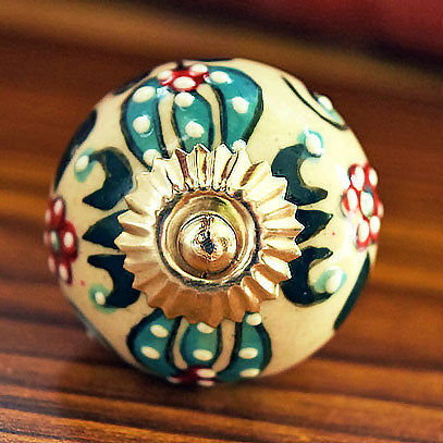 Shabnam Turquoise Floral Ceramic Cabinet Knob