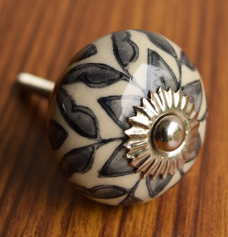 Lunaria Grey Flower Ceramic Furniture Knob