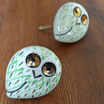 Aveline Owl Ceramic Kids Nursery Cabinet Knob Pull