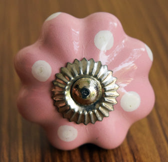 Pink Blush Polka Ceramic Knob