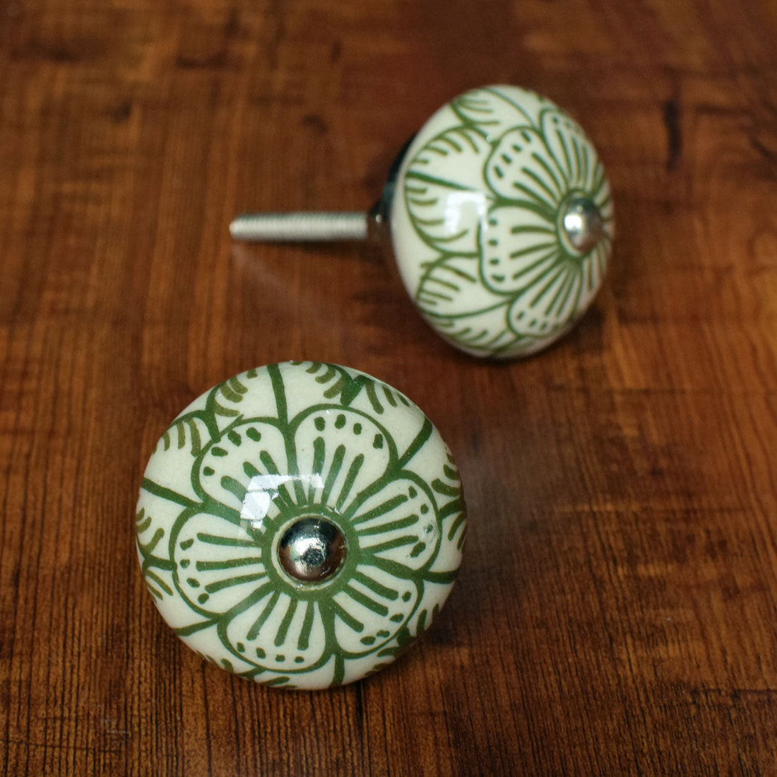 Sahara Green Moroccan Ceramic Drawer Knob