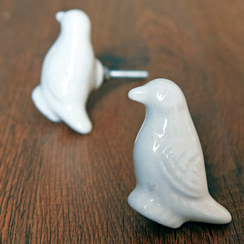 Nestling White Bird Ceramic Cabinet Knob