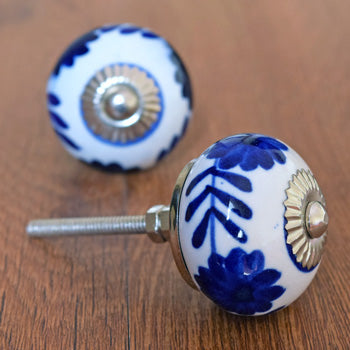 Blumenhof Blue Ceramic Knob Pull