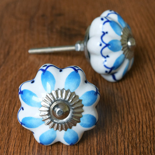 Floreale Blue Ceramic Drawer Knob