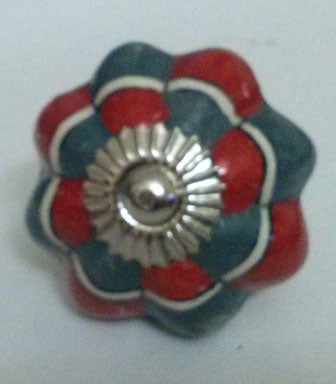 Parget Red Floral Ceramic Drawer Knob Pull