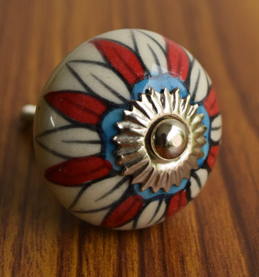 Boubou Colourful Flower Ceramic Dresser Knob