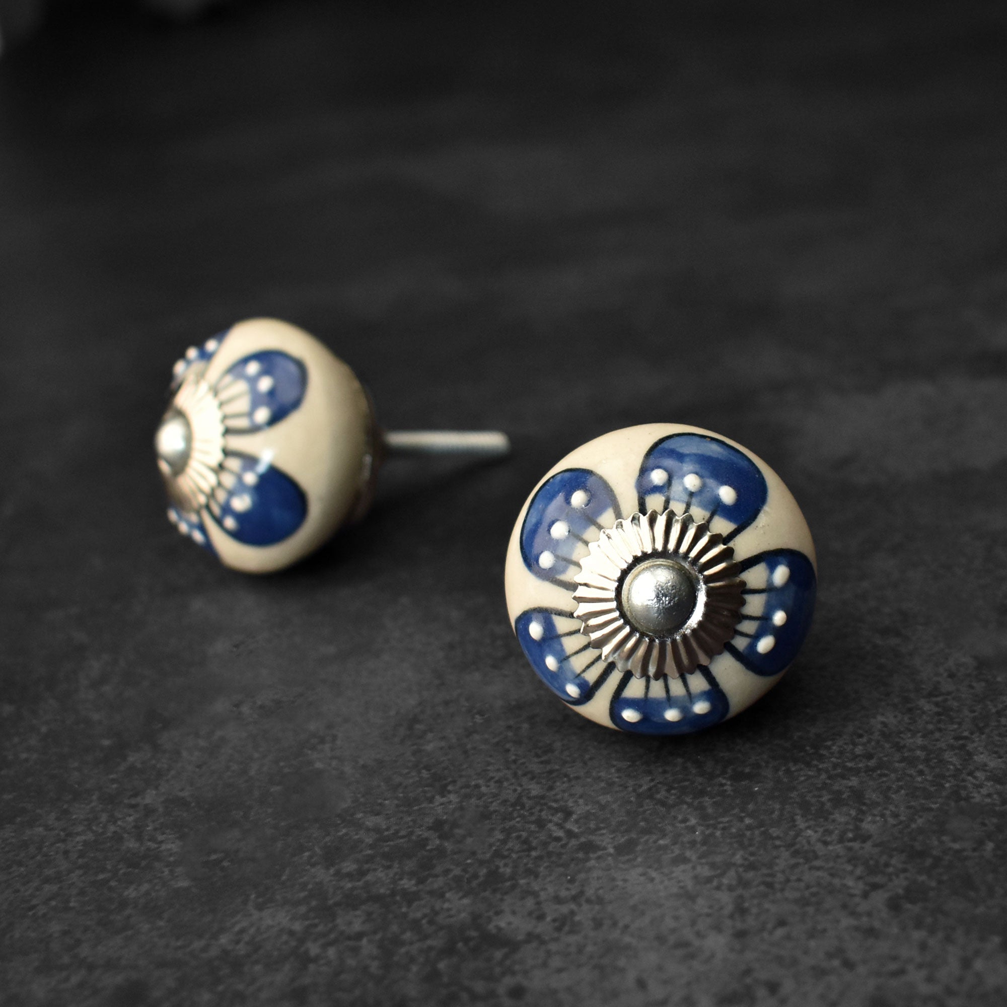 Jacaranda Flower Ceramic Dresser Drawer Knob