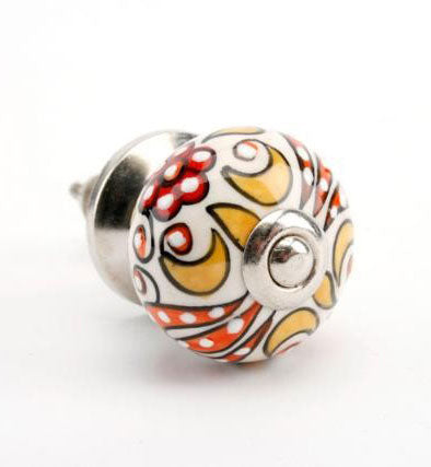 Shabnam Orange Floral Ceramic Cabinet Knob