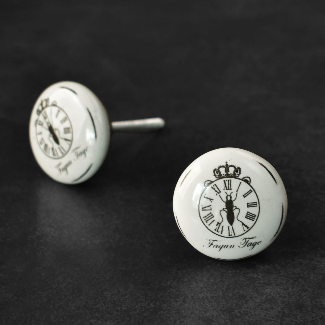 Forge and Time Vintage Clock Ceramic Drawer Knob