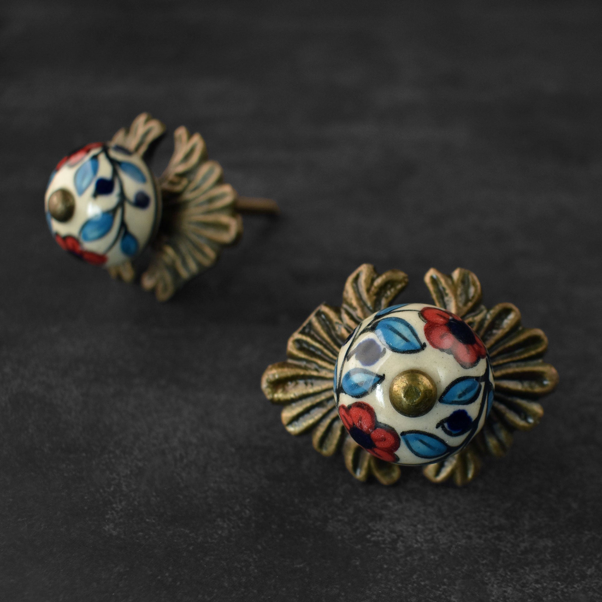 Iverna Ceramic Cabinet Dresser Knob with Backplate