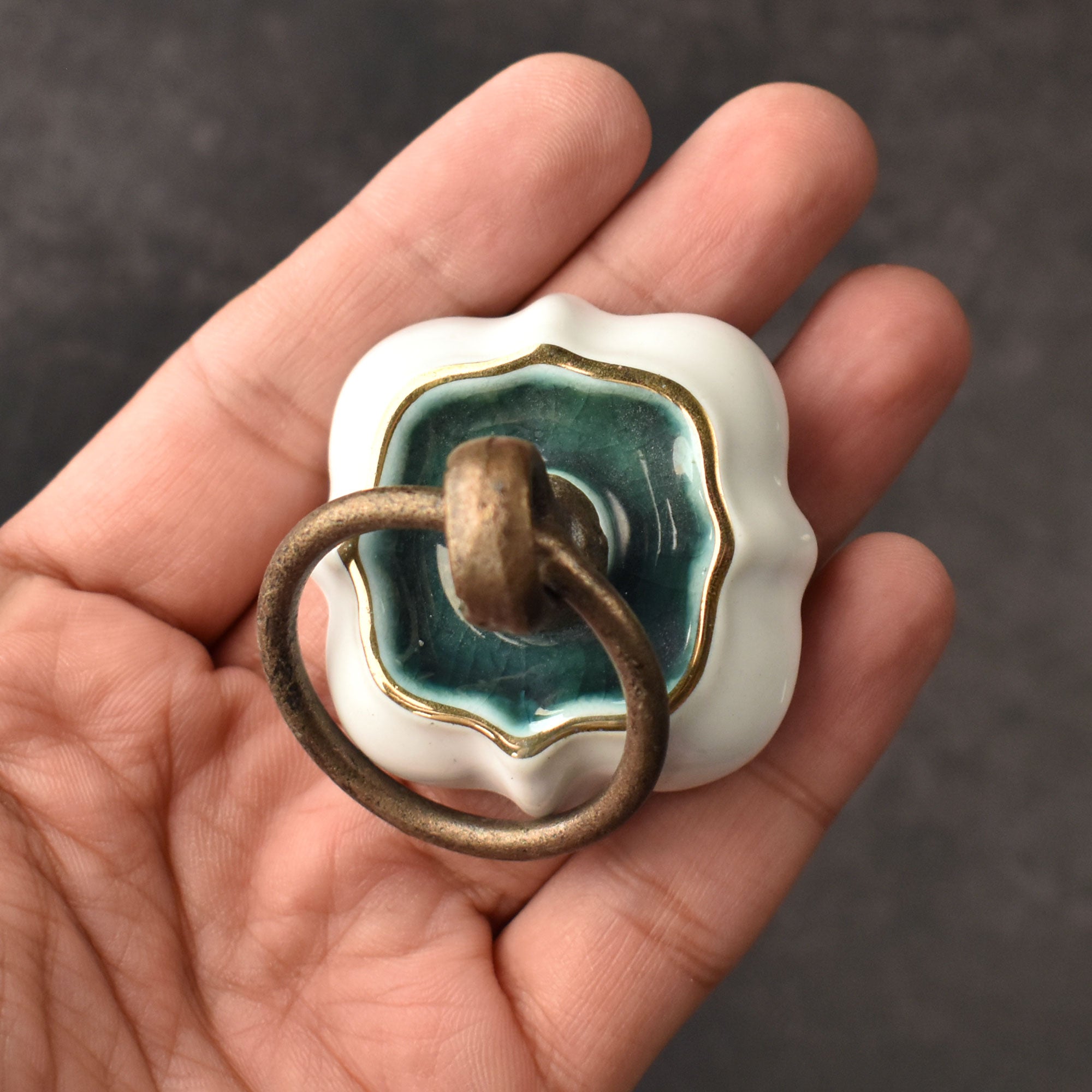 Ring of Solomon Crackled Glass Ceramic Cabinet Door Knob