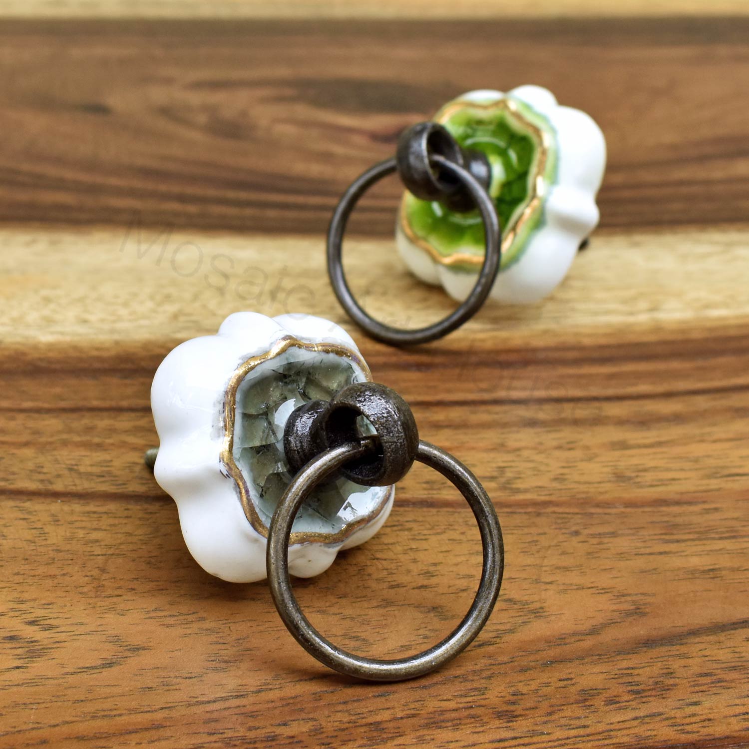 Ring of Solomon Crackled Glass Ceramic Cabinet Door Knob