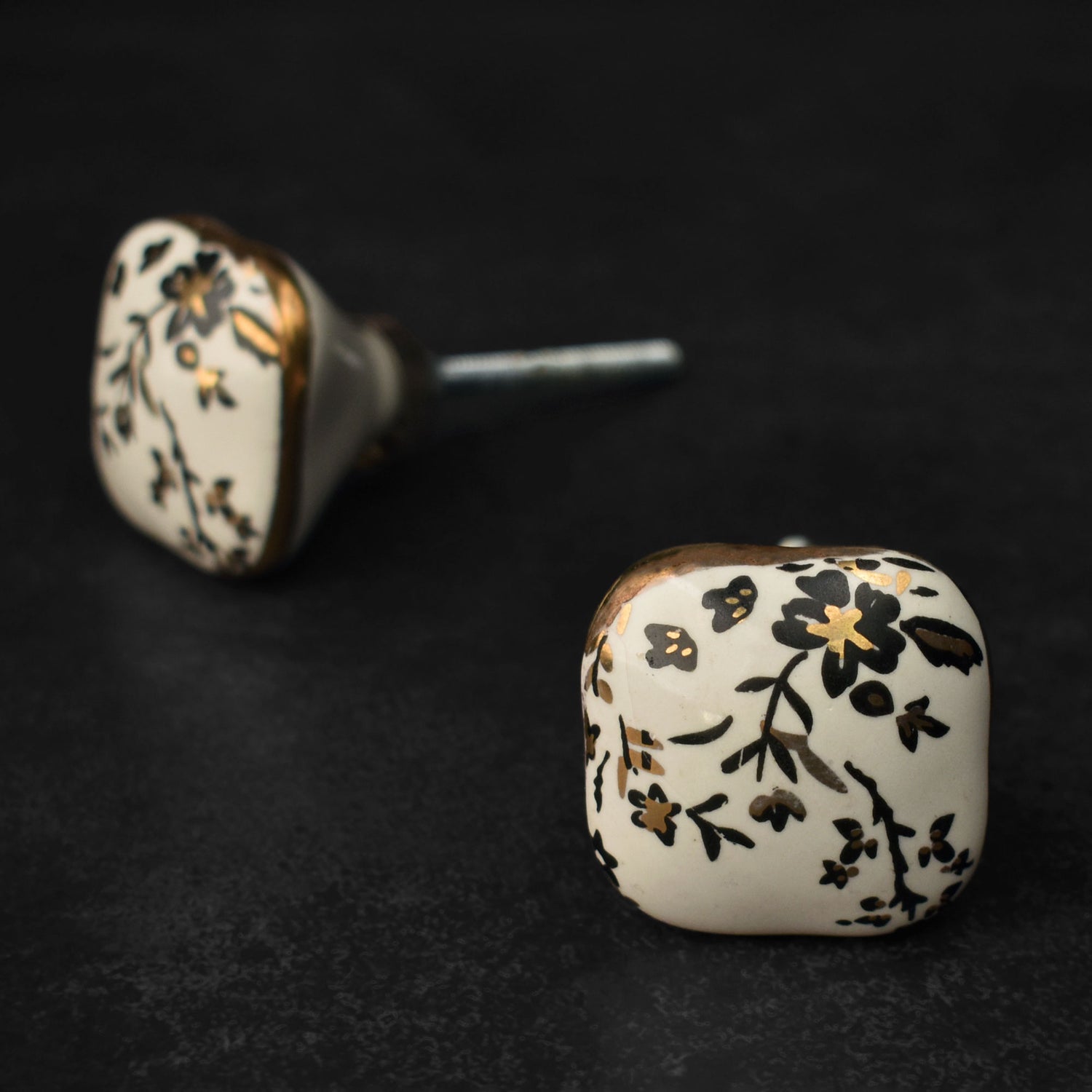 Whispering Meadow Gold Ceramic Cabinet Door Knob