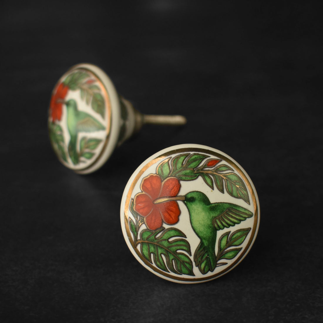 Cyrene Gold Bird Ceramic Cabinet Drawer Knob and Pull