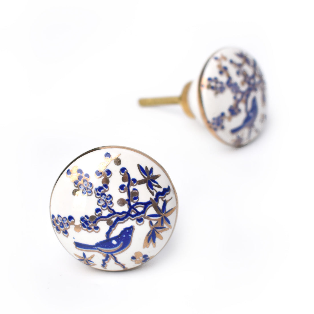 Neelambari Indigo Gold Ceramic Drawer Knob