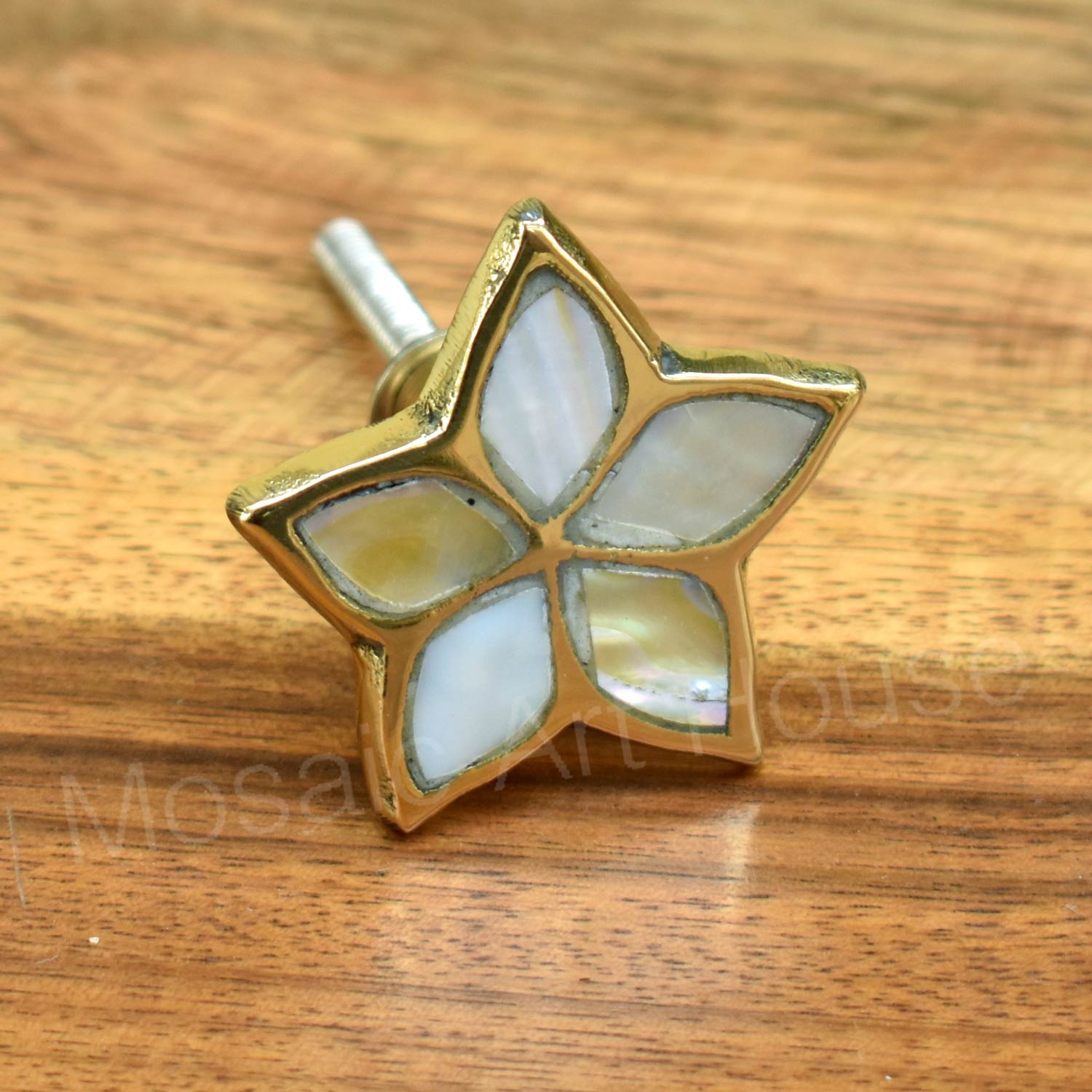 Abalone Aura Brass Mother of Pearl Cabinet Drawer Knob