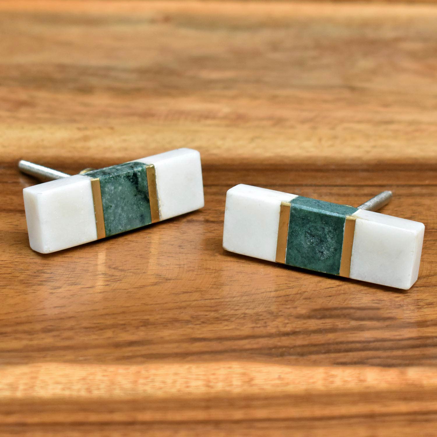 marble and brass drawer knob