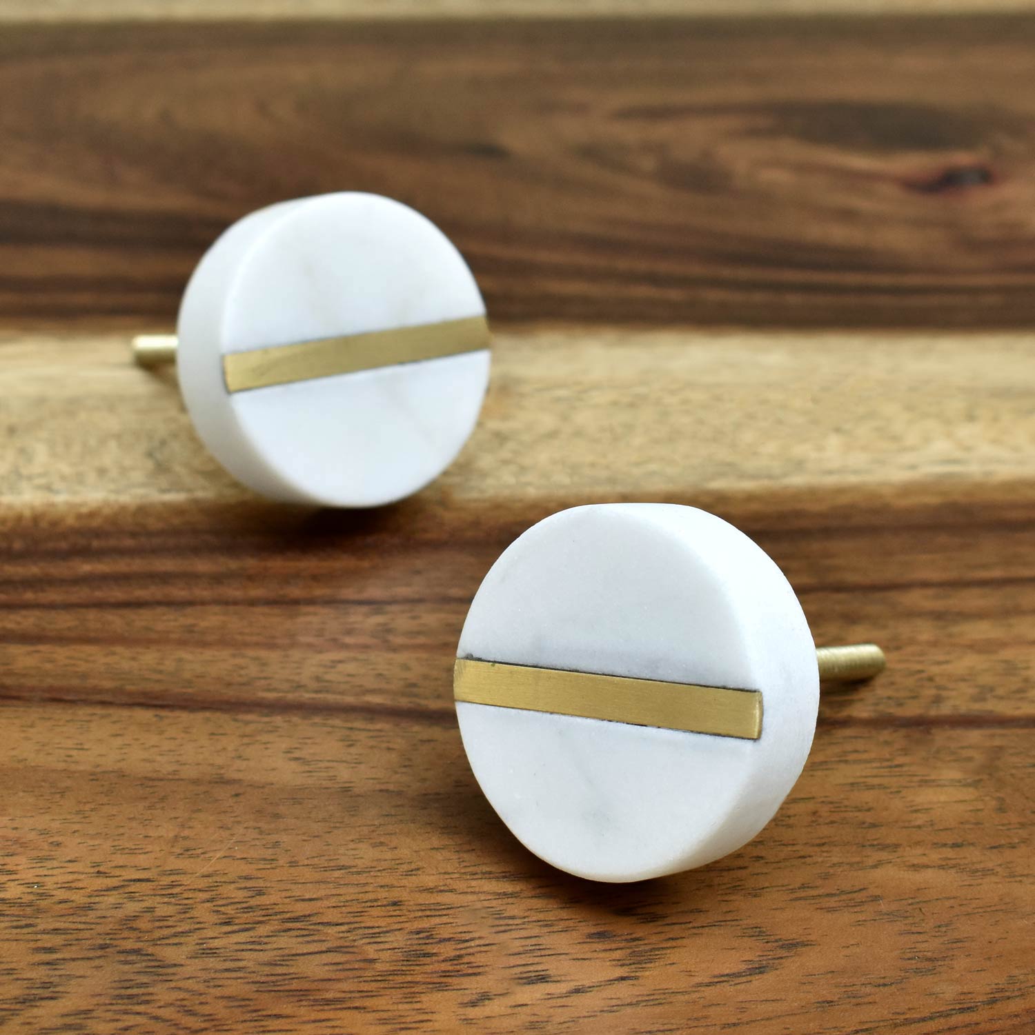 stone and brass kitchen knob