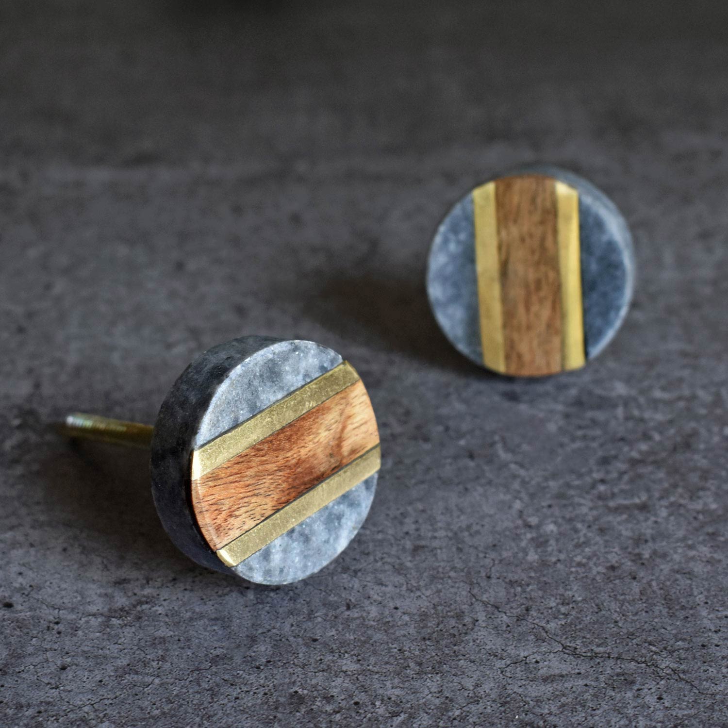 stone and wood drawer knob