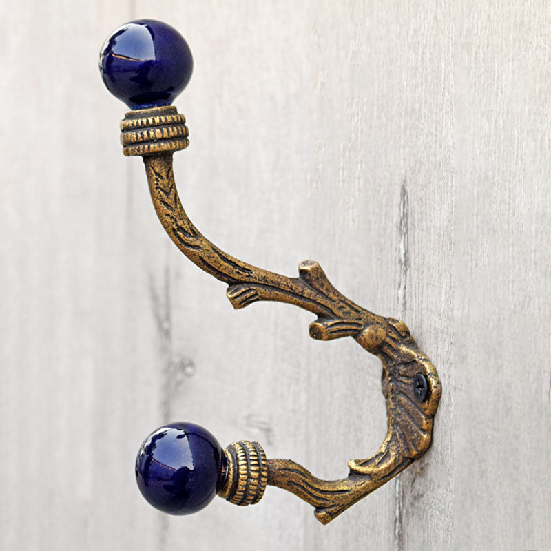 Izmir Iron Branch Navy Ceramic Knob Wall Hook