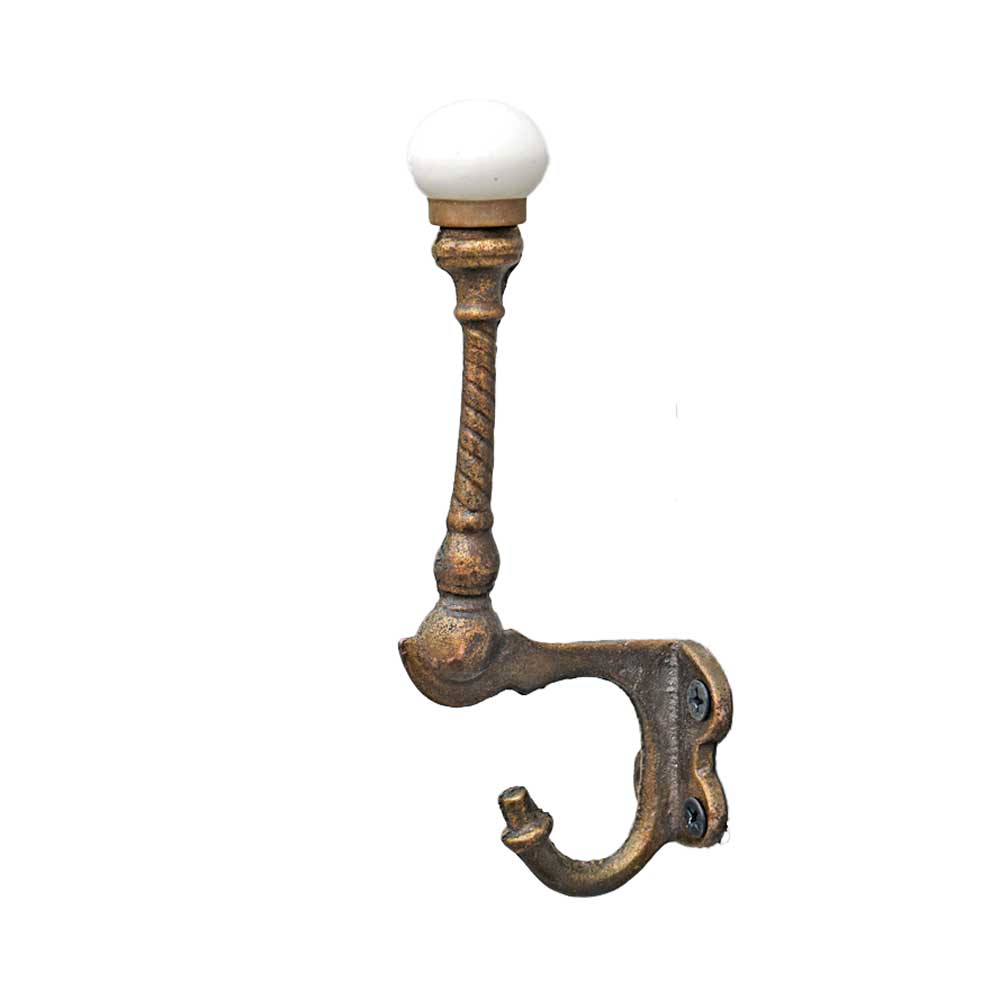 Seles Cast Iron Ivory Ceramic Knob Coat Wall Hook