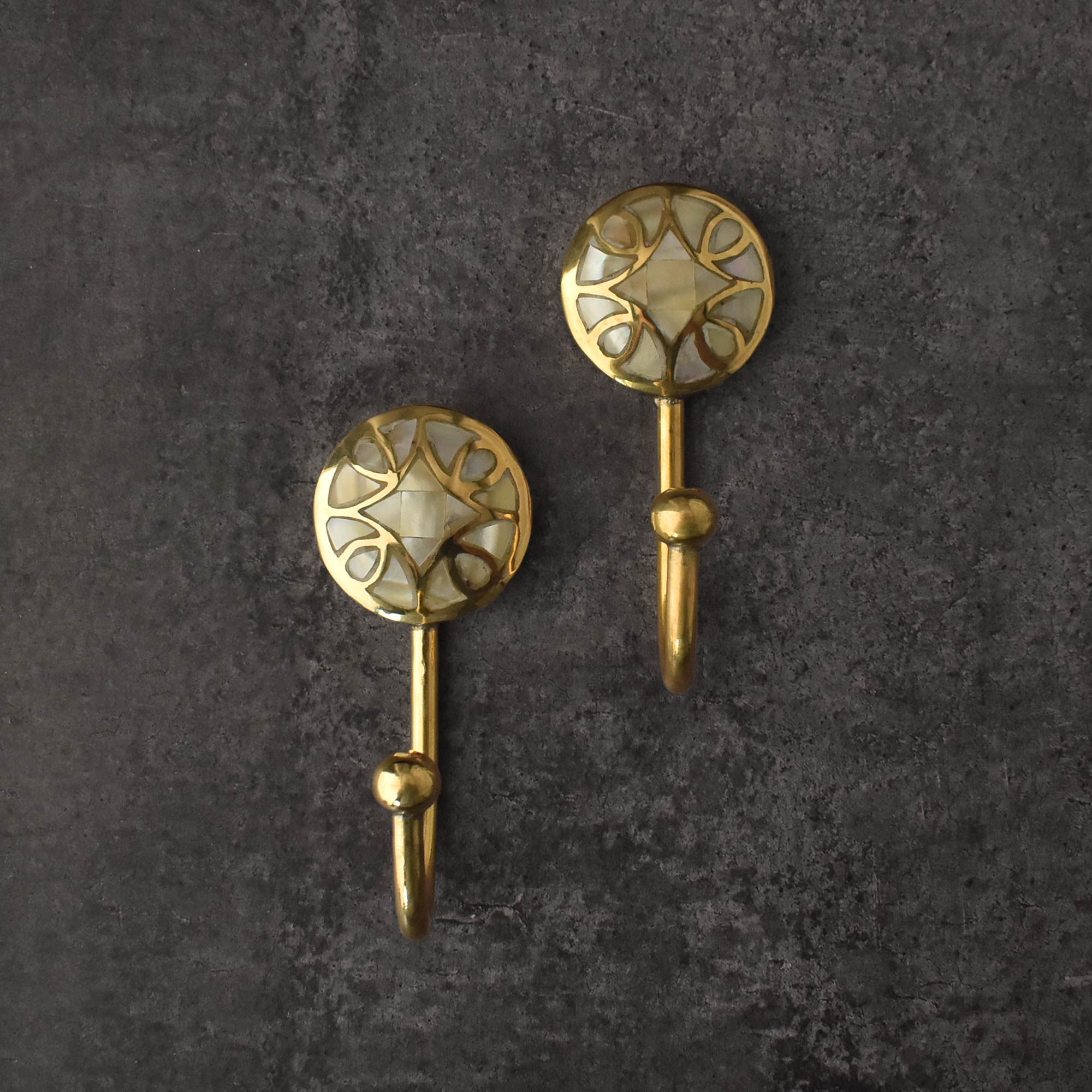 mother of pearl brass wall hook